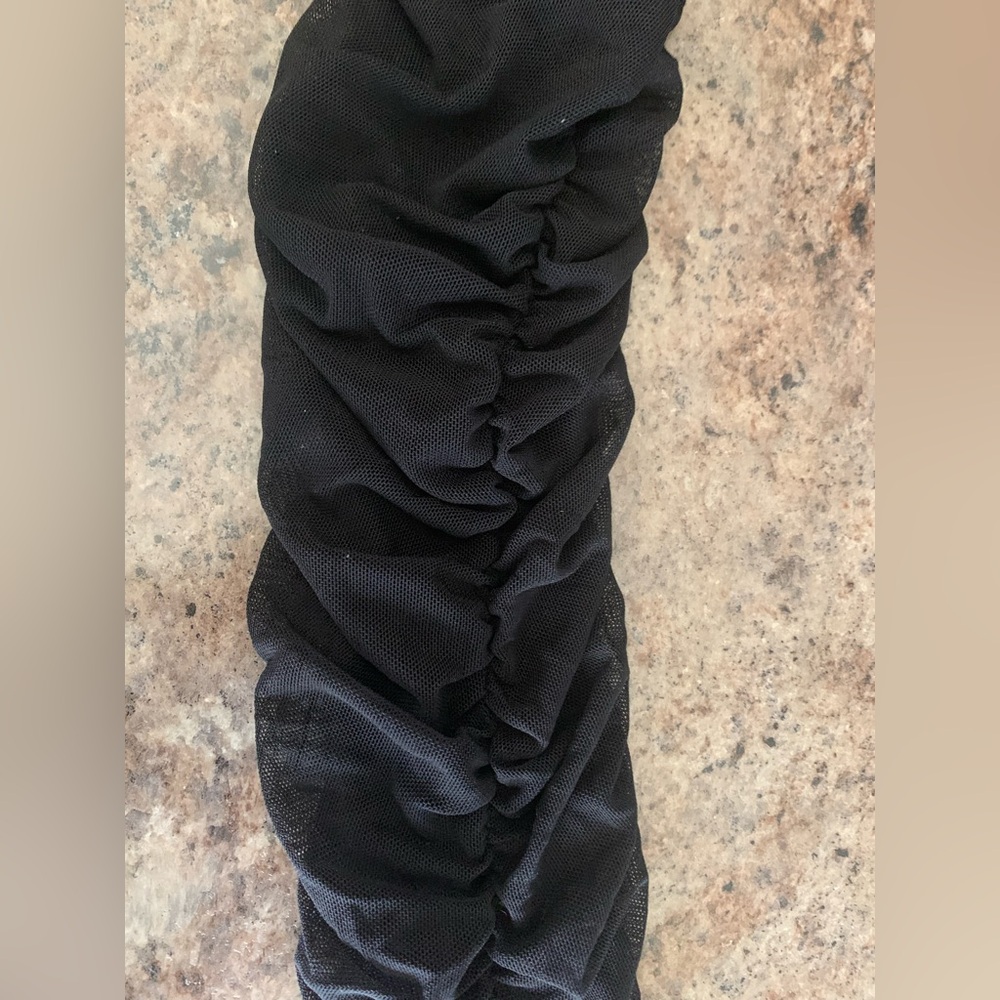 Torrid Black Sheer Ruched Mesh Leggings Plus Size 1X Open Leg Tights - Picture 8 of 16